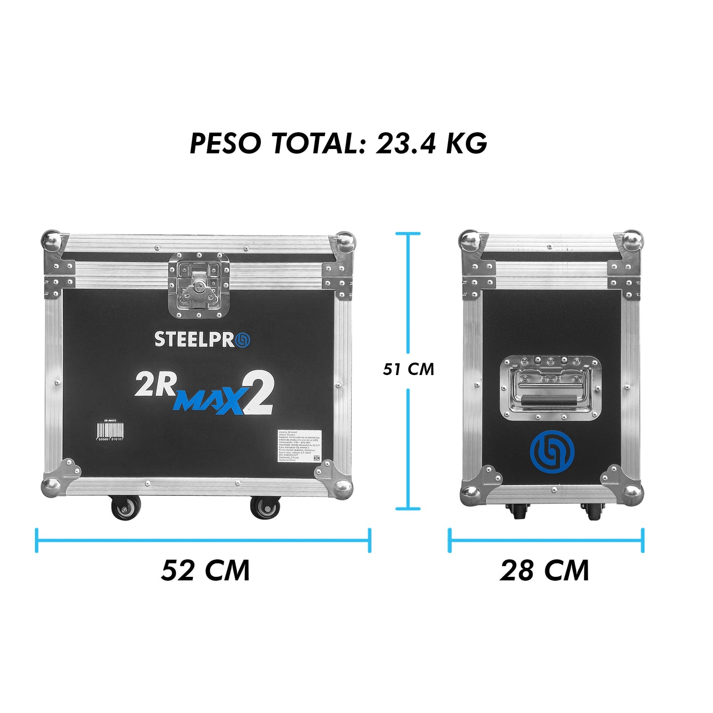 2R-MAX2 Set de 2 Cabezas Robóticas Beam 150w Efecto Rainbow Con Case Steelpro