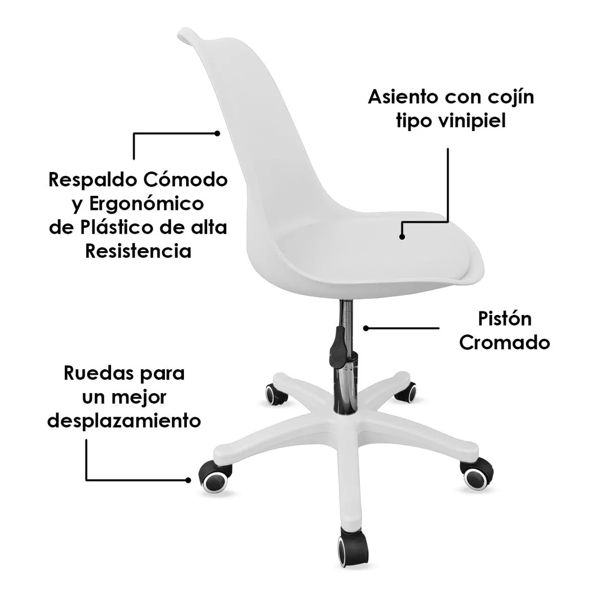 2 Sillas Giratoria Oficina Acolchonada Ergonómica Bellair