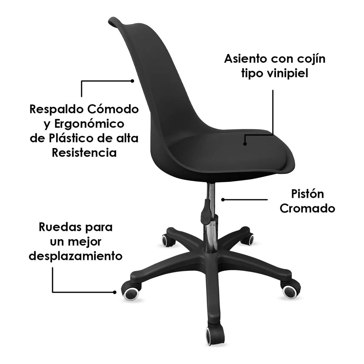 2 Sillas Giratoria Oficina Acolchonada Ergonómica Bellair