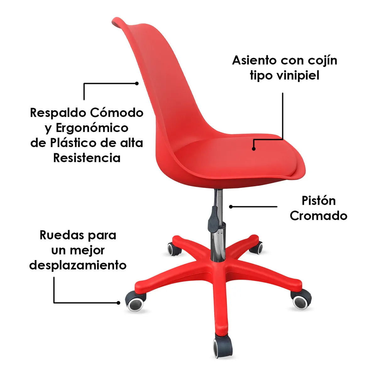 2 Sillas Giratoria Oficina Acolchonada Ergonómica Bellair