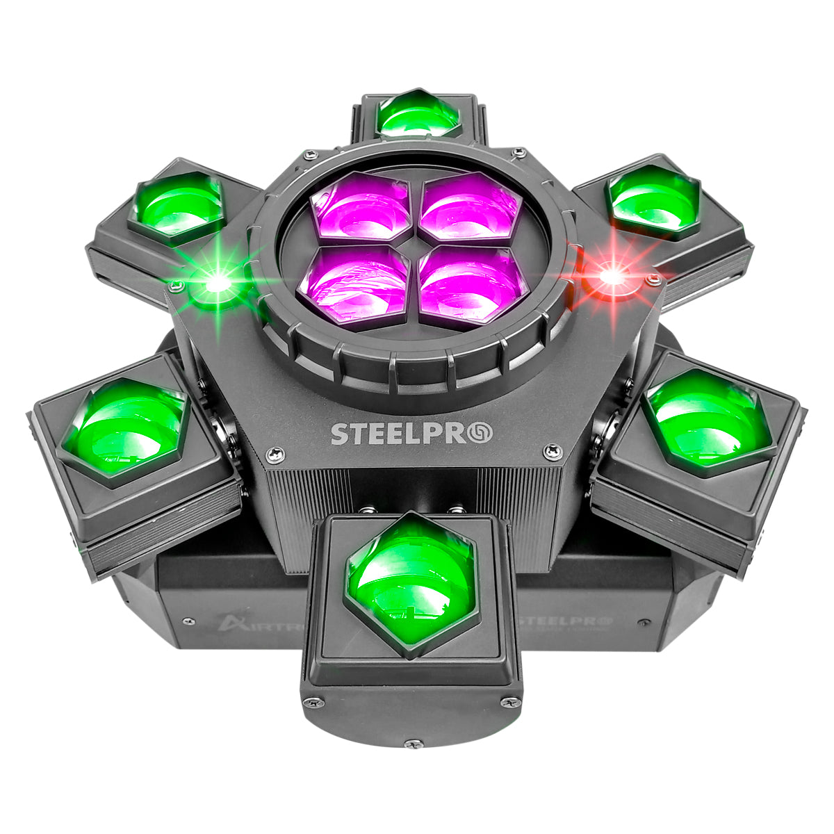 Cabeza Móvil Beam Giratorio Led Rgbw Con Laser Steelpro Modelo Airtrek 110v