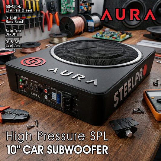 Subwoofer Amplificado 10” AURA AR-1000S 1000W Máx 400W RMS 2 Ohms Car Audio Bajo Potente