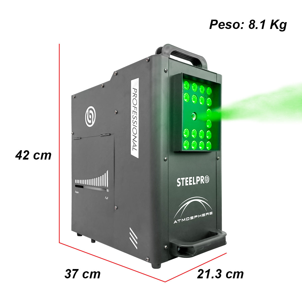 ATMOSPHERE Máquina De Humo 1500W Tiro Vertical Horizontal 24 LED RGB DMX512 Tanque 2L Control Inalámbrico Para DJ Eventos Steelpro