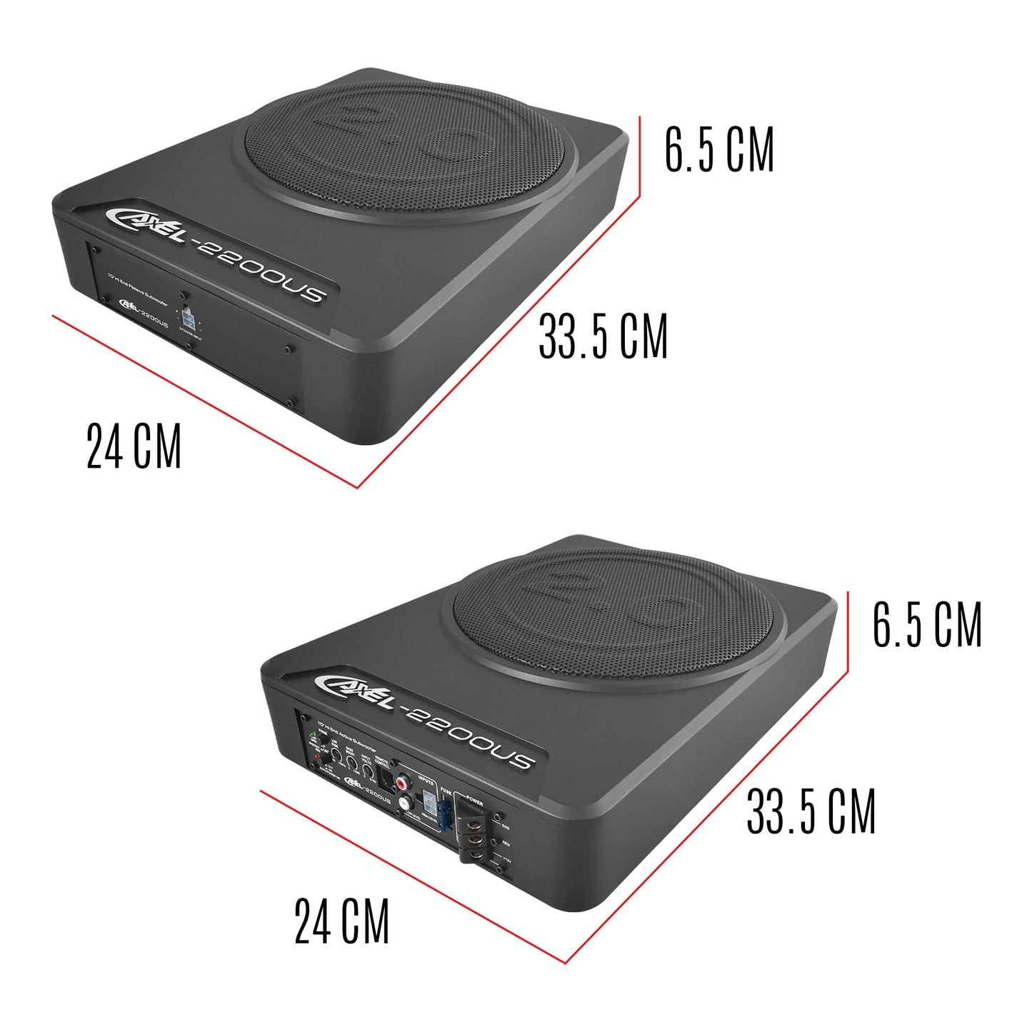 Subwoofer Bajos Doble Amplificado 10 Pulg Activo + Pasivo Para Auto/Camioneta 700W RMS /1700W MAX , Control tablero , Crossover/ Bass Bost / Amplificador Mosfet Integrado / Bajo Profundo Axel Steelpro