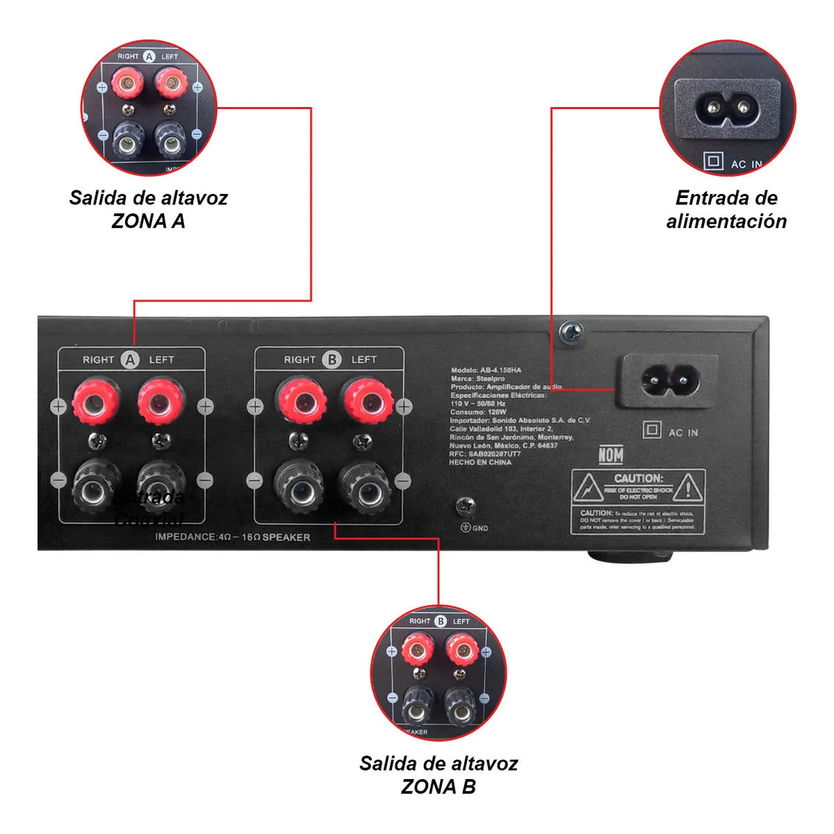 Amplificador Audio De Casa Negocio 4x150w Bluetooth Steelpro