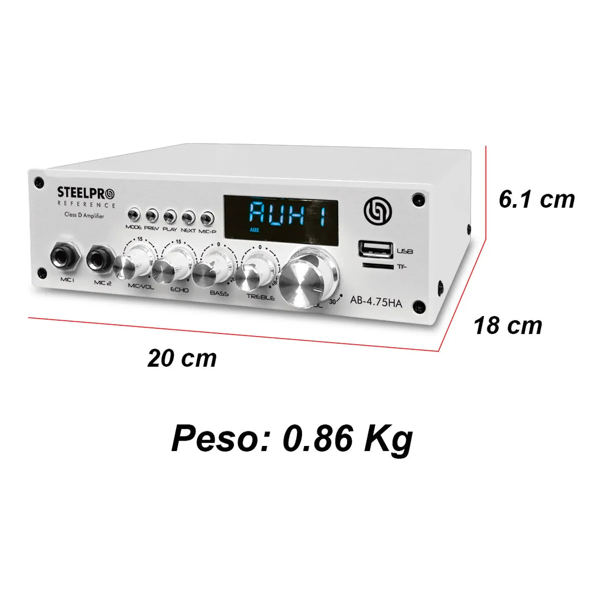 Amplificador Audio De Casa Negocio 4x75w Bluetooth Steelpro