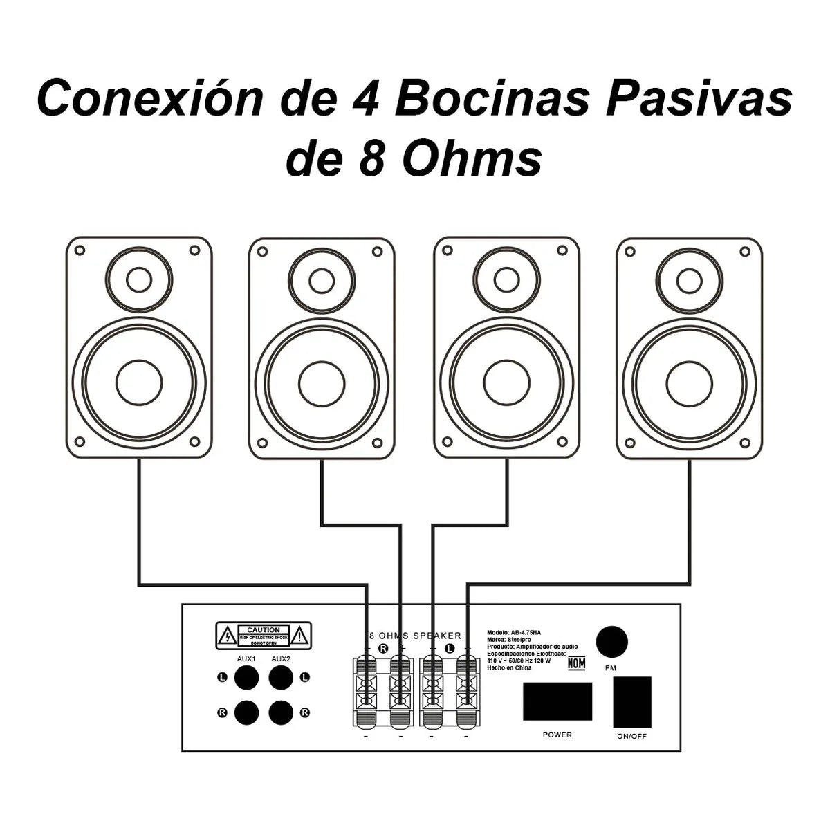 Amplificador Audio De Casa Negocio 4x75w Bluetooth Steelpro
