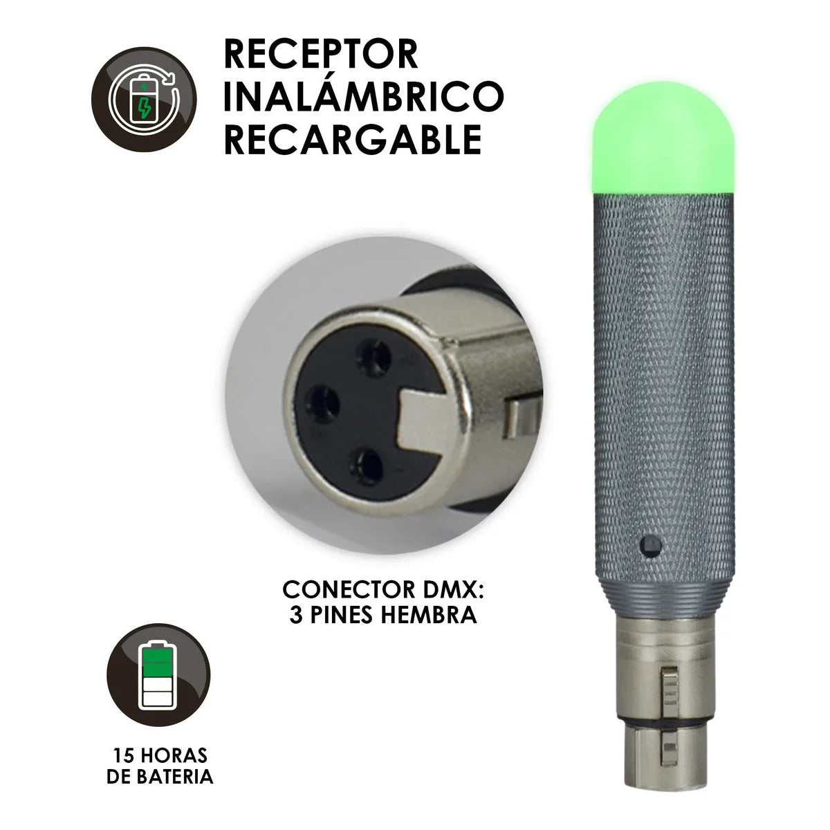 Antena Receptora Inalámbrica Dmx512 Recargable By Steelpro Color Gris