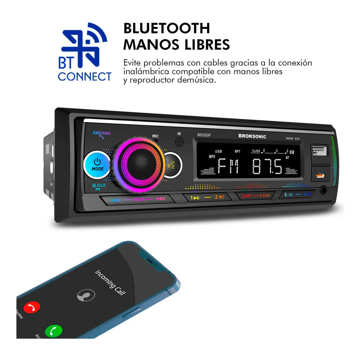Autoestereo Bocinas 6.5 3 Vias Bluetooth Broksonic Bs-320f65