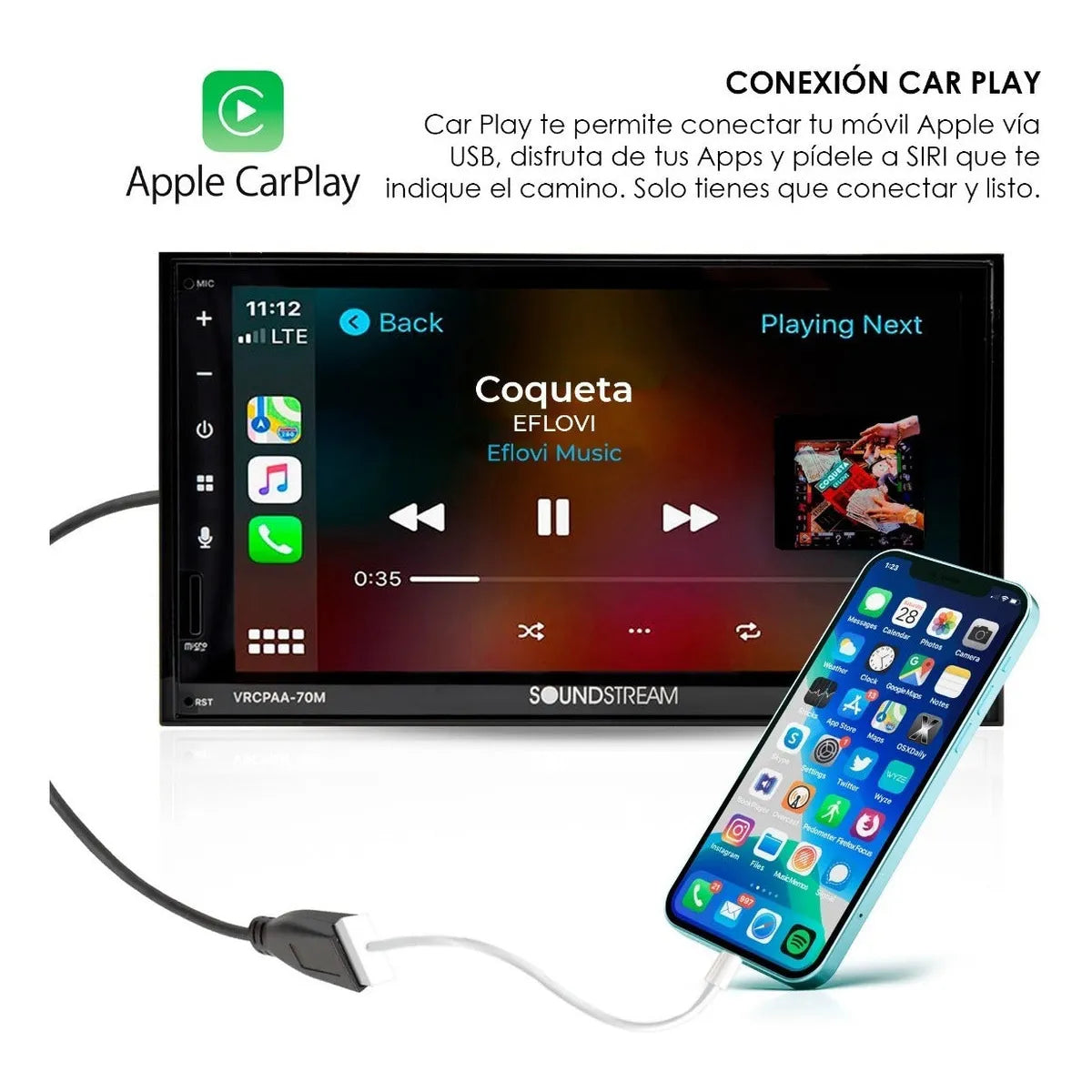 Autoestereo De Pantalla 7' Android Auto Carplay Soundstream