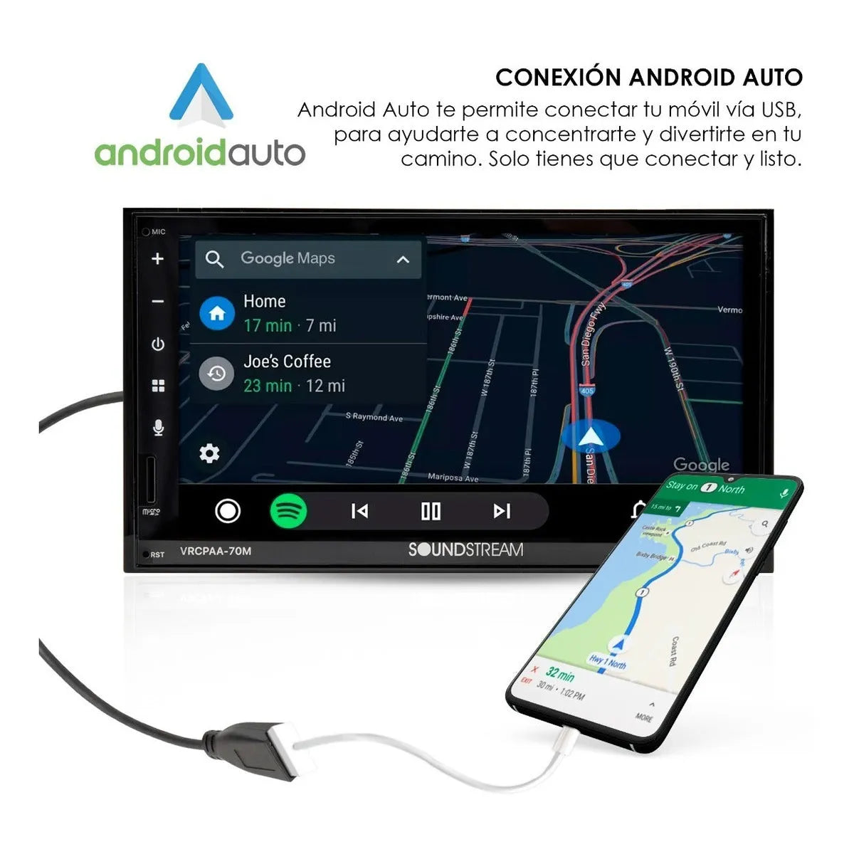 Autoestereo De Pantalla 7' Android Auto Carplay Soundstream