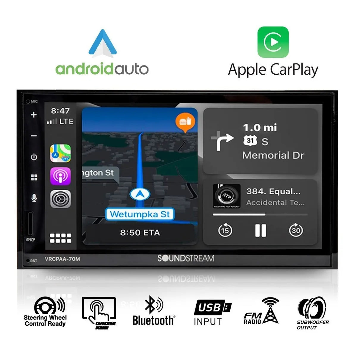 Autoestereo De Pantalla 7' Android Auto Carplay Soundstream