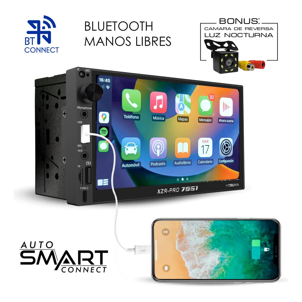 Autoestereo Pantalla Tactil 7 Mirror Link Bluetooth Steelpro