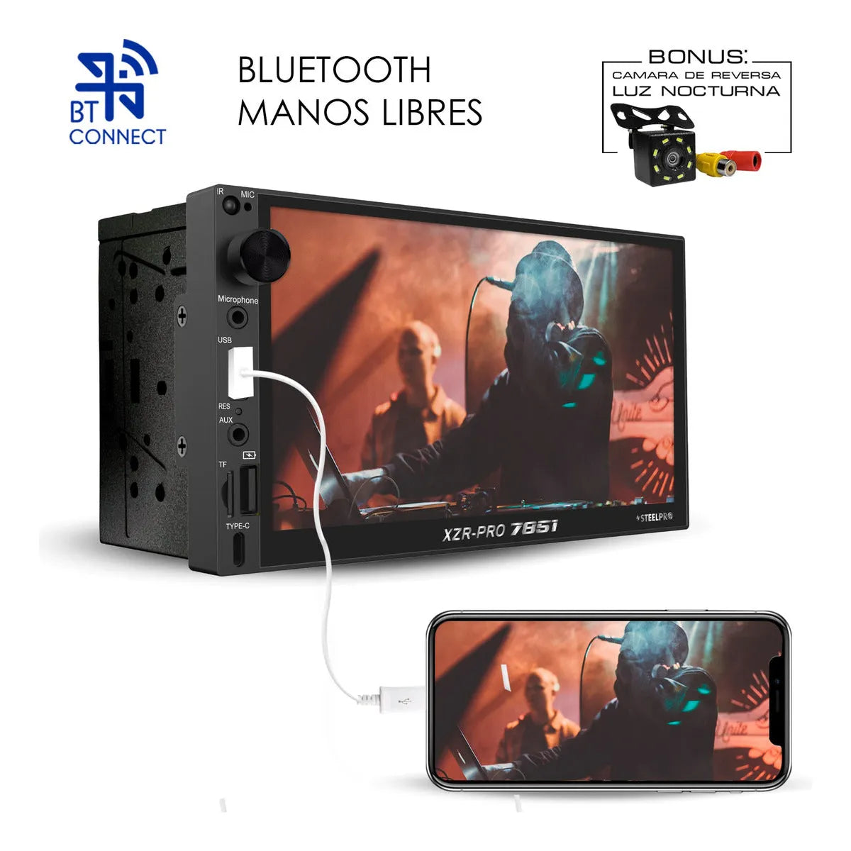 Autoestereo Pantalla Tactil 7 Mirror Link Bluetooth Steelpro