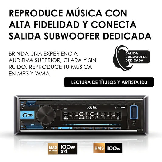 Autoestéreo Para Auto Steelpro Axel-009 Con Usb Y Bluetooth