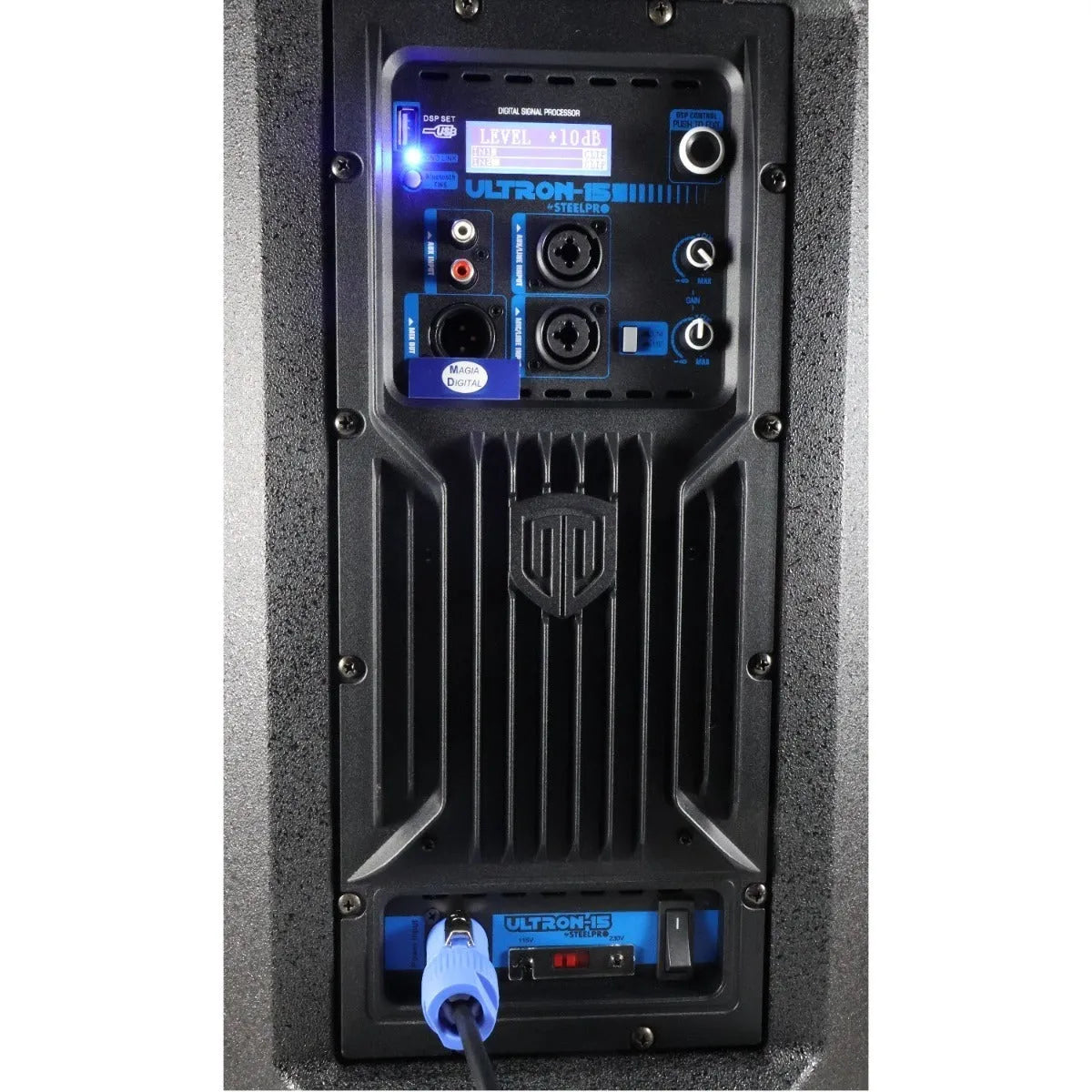 Bafle Steelpro Ultron 15 Negro, Bi-amplificado, 600w Rms, Subwoofer Activo, Con Bluetooth Y Pantalla