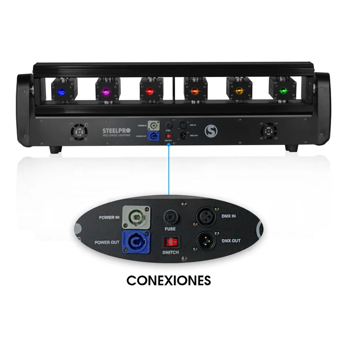 Barra Laser 3 En 1 Rgb Andromeda Steelpro 500mw X 6