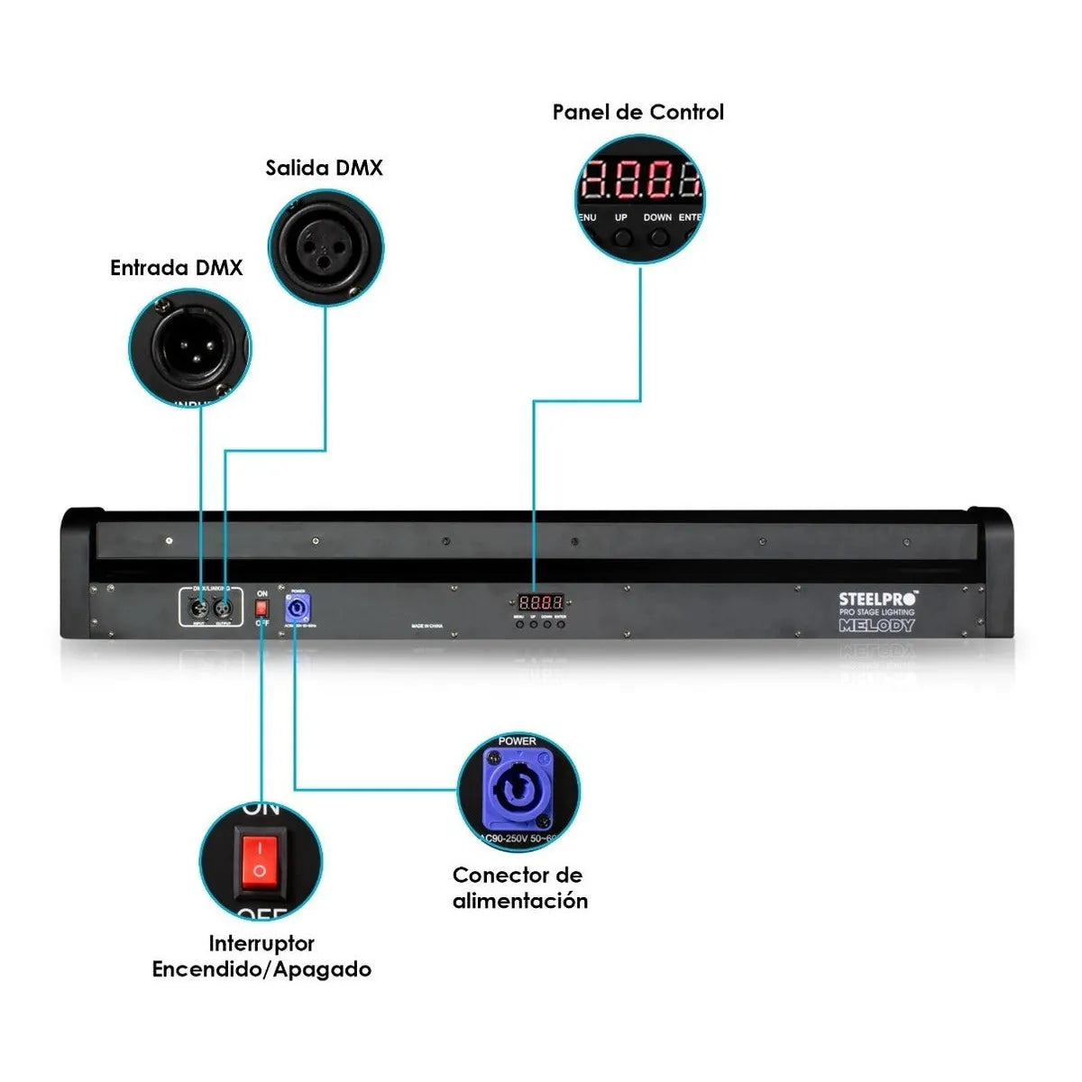 Barra Laser Azul 8 X 500mw Luces Dj - Melody By Steelpro