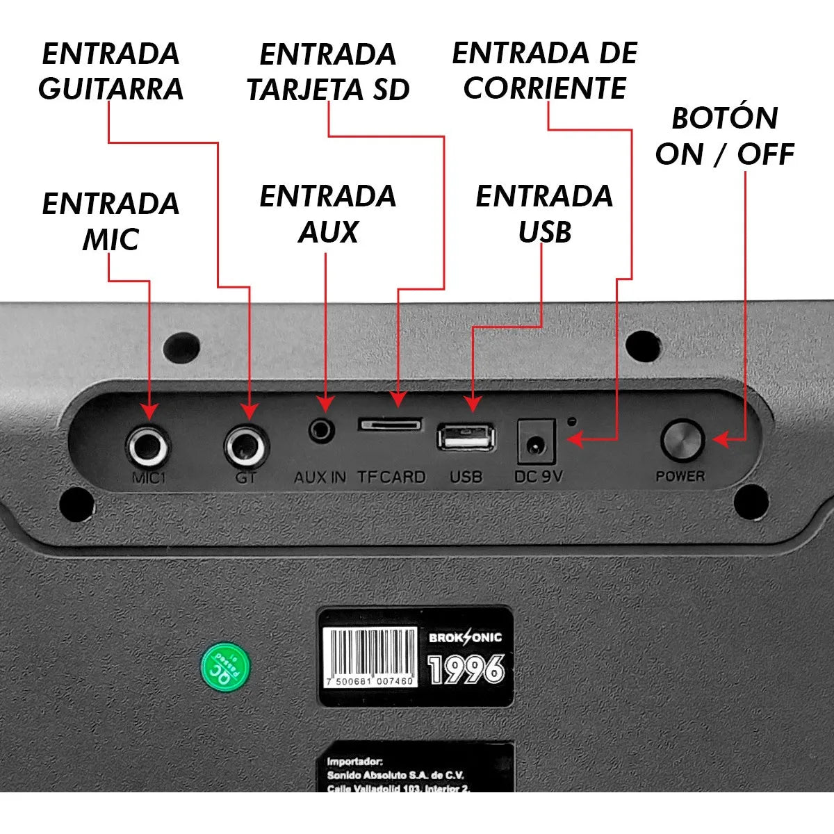 Bocina Portátil Retro 1996 Bt Suspensión De Aire Broksonic