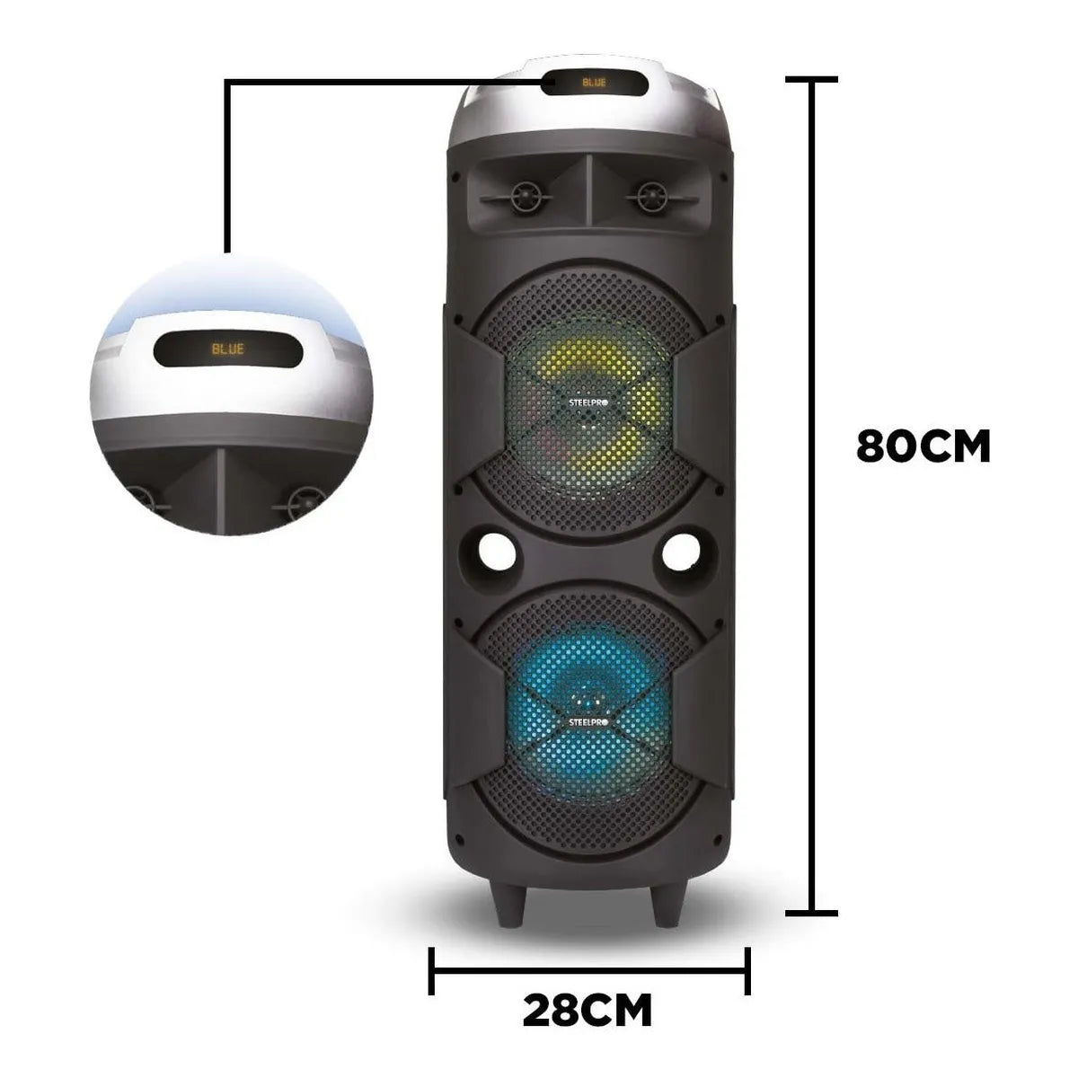 Bocina Portátil Steelpro Bazzoka 200w, Bluetooth, Karaoke, Negro
