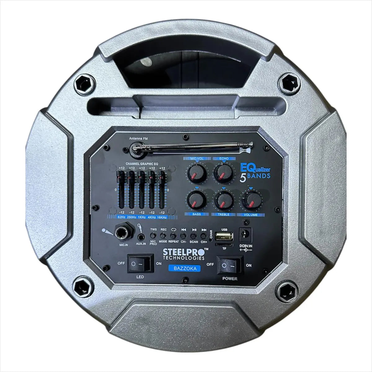 Bocina Portátil Steelpro Bazzoka 200w, Bluetooth, Karaoke, Negro