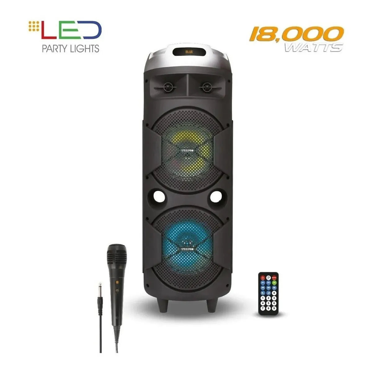 Bocina Portátil Steelpro Bazzoka 200w, Bluetooth, Karaoke, Negro