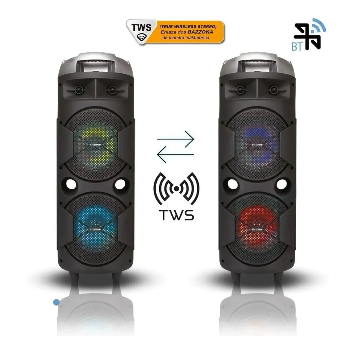 Bocina Portátil Steelpro Bazzoka 200w, Bluetooth, Karaoke, Negro