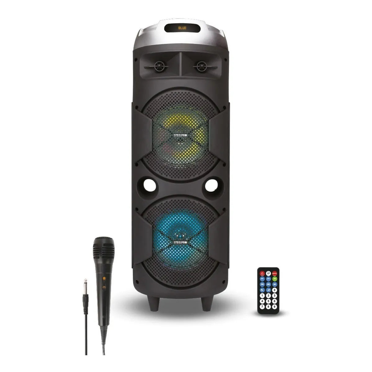 Bocina Portátil Steelpro Bazzoka 200w, Bluetooth, Karaoke, Negro