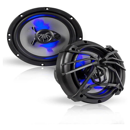 Bocinas Para Carro 6x9 Cono De Plata Y Led Azul Soundstream Color Negro