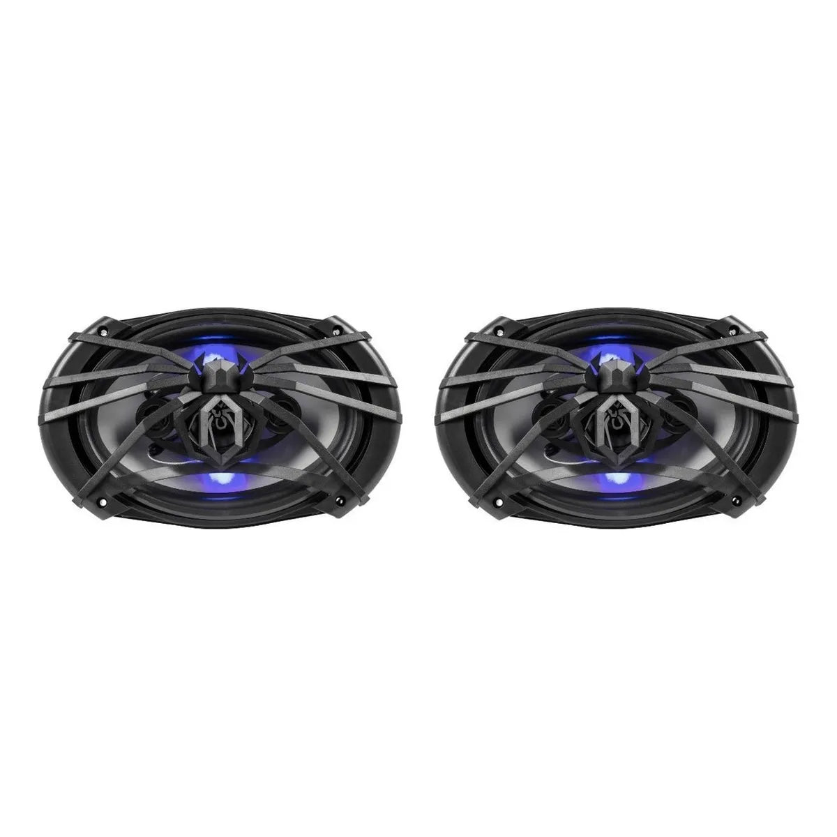 Bocinas Para Carro 6x9 Cono De Plata Y Led Azul Soundstream Color Negro