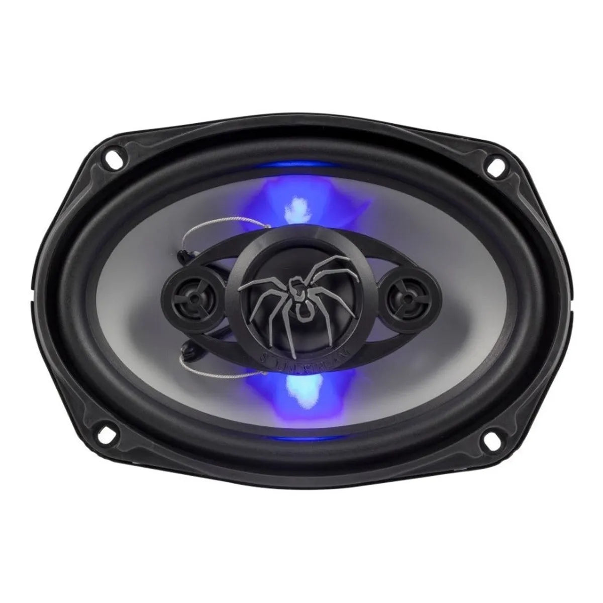 Bocinas Para Carro 6x9 Cono De Plata Y Led Azul Soundstream Color Negro