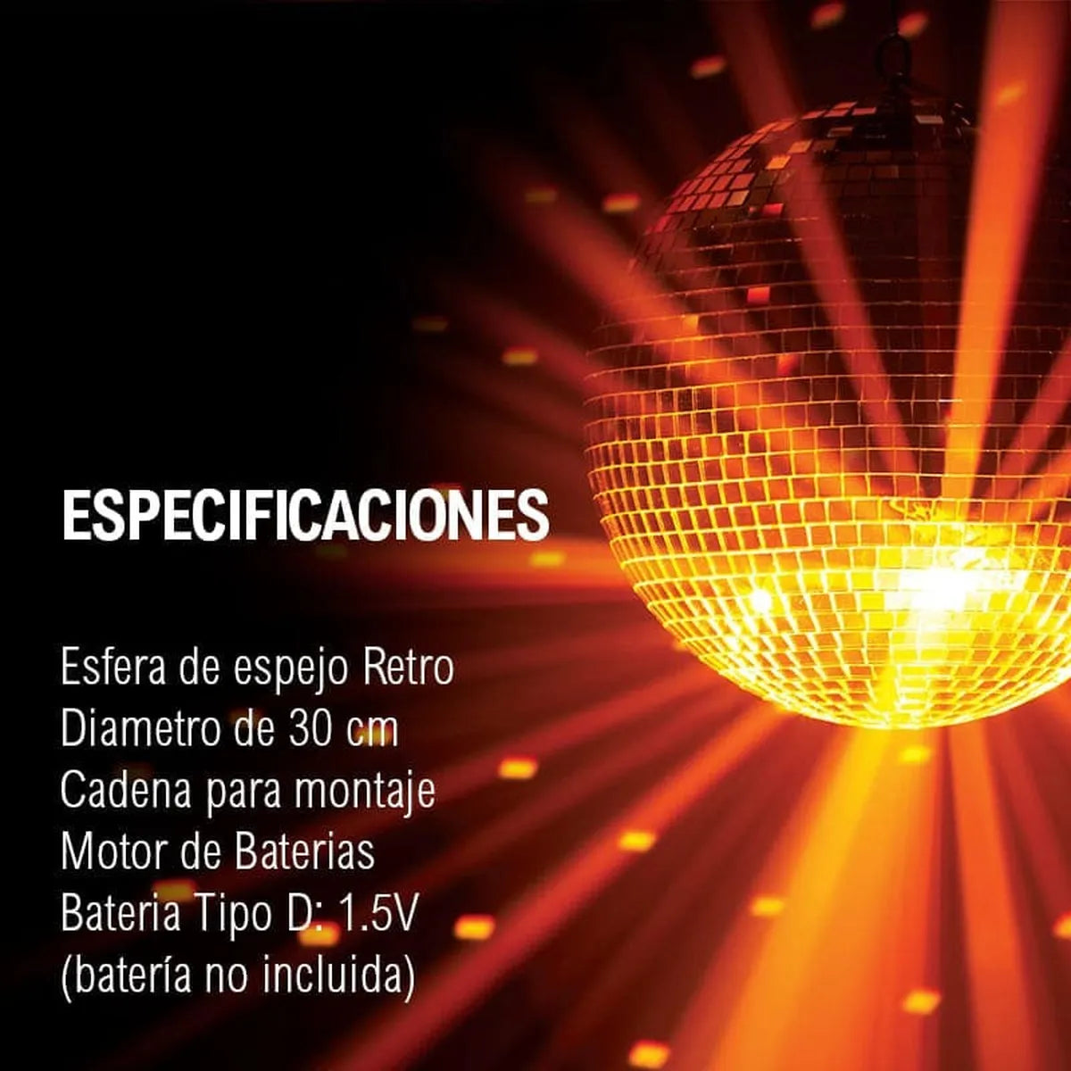 Bola Disco De Espejos Motorizada Steelpro 30cm