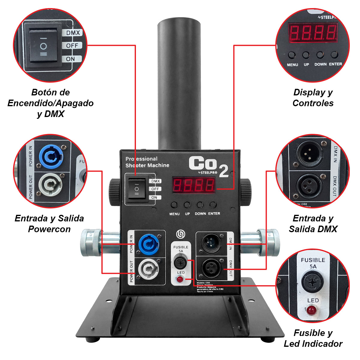 Máquina De Efectos Co2 Rgb Escenarios Dj By Steelpro