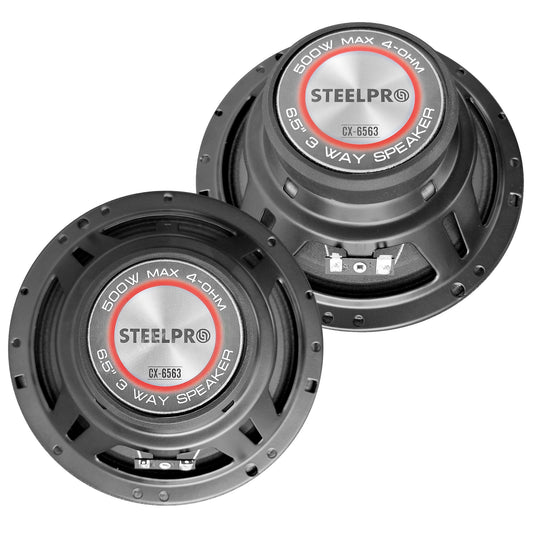 Par De Bocinas Para Auto 6.5 PuLG 500w Max 3 Vías Steelpro