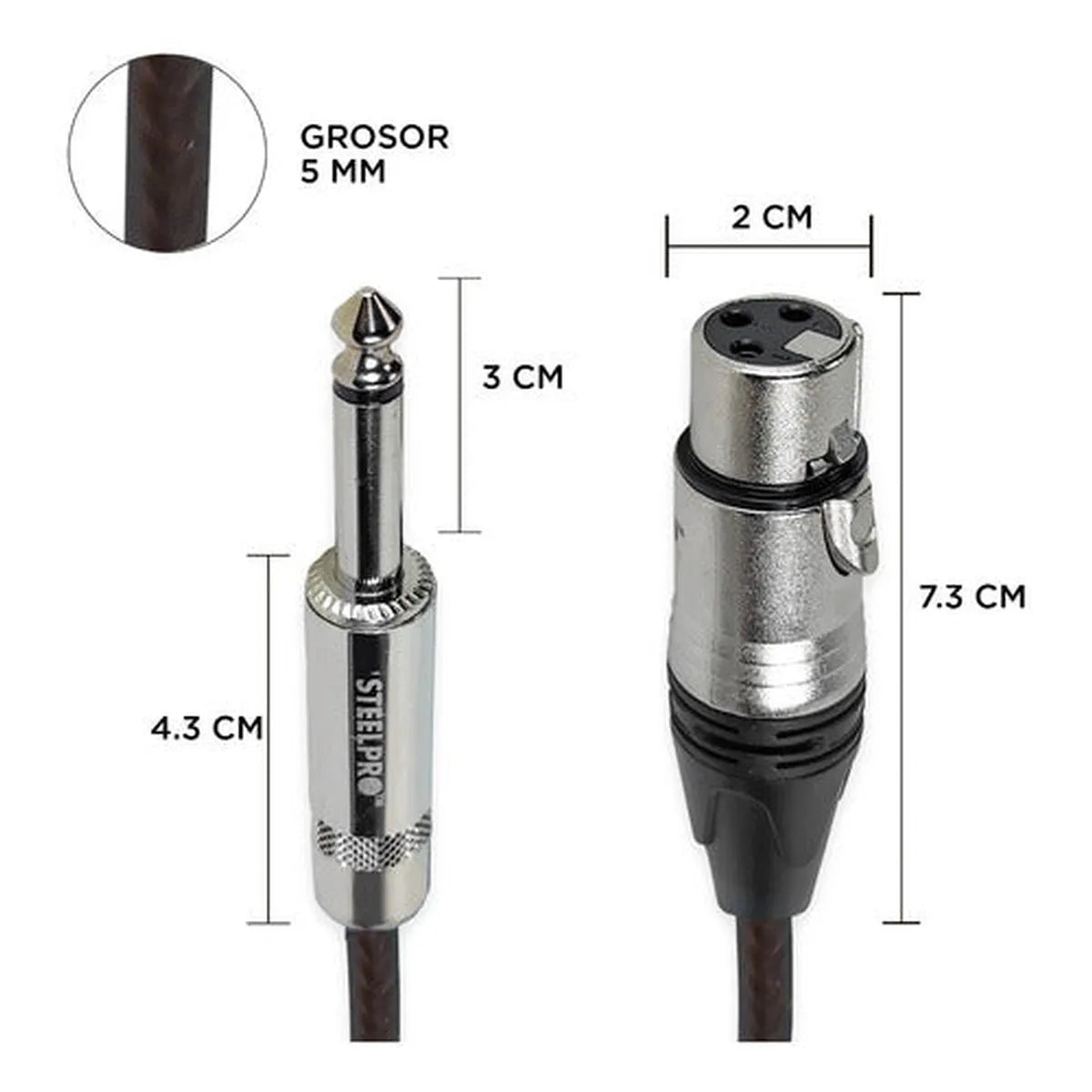Cable Para Microfono 3m Steelpro 63x-ng-3m Xlr Cannon-plug