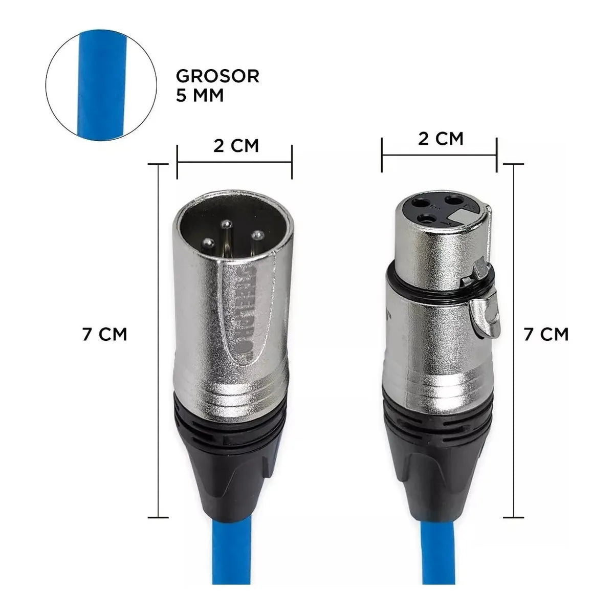 Cable Xlr 2m Balanceado Profesional Macho - Hembra Steelpro