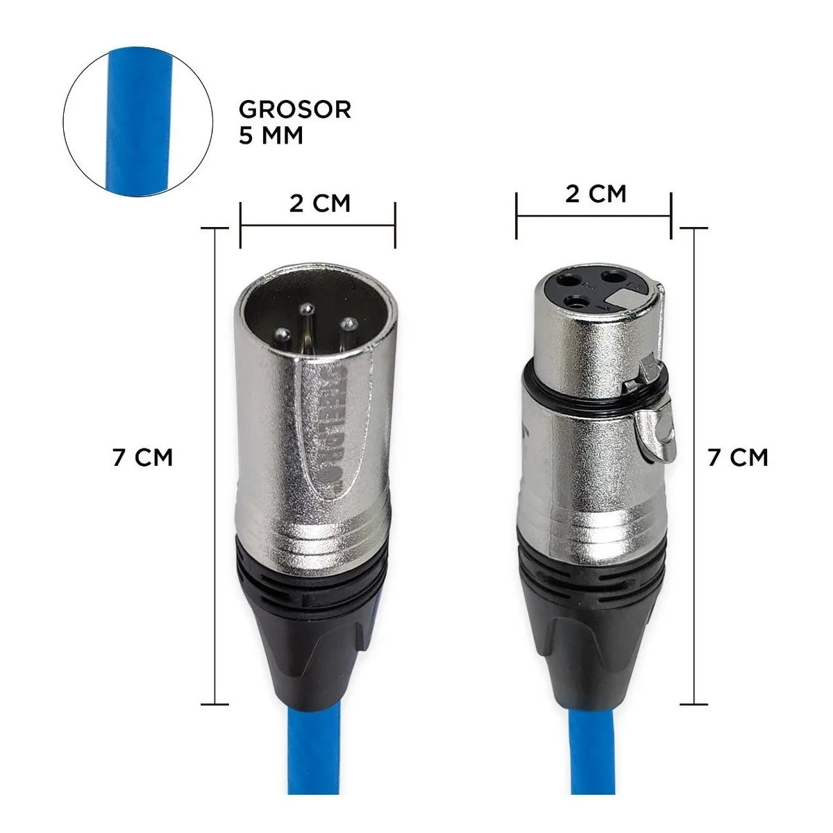 Cable Xlr 3m Balanceado Profesional Macho - Hembra Steelpro