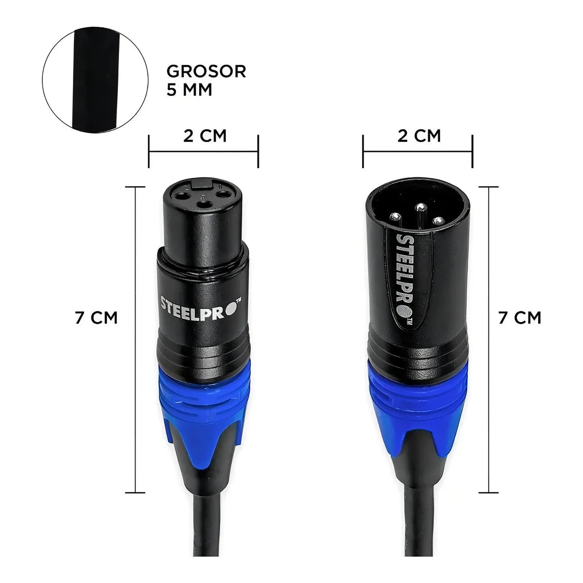 Cable Xlr 6m Balanceado Profesional Macho - Hembra Steelpro