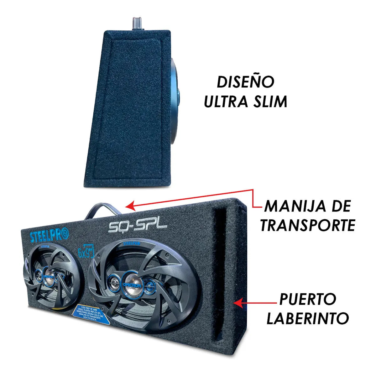 Cajón Con Bocinas 6x9 PuLG Porteado Fidelidad 5vias Steelpro