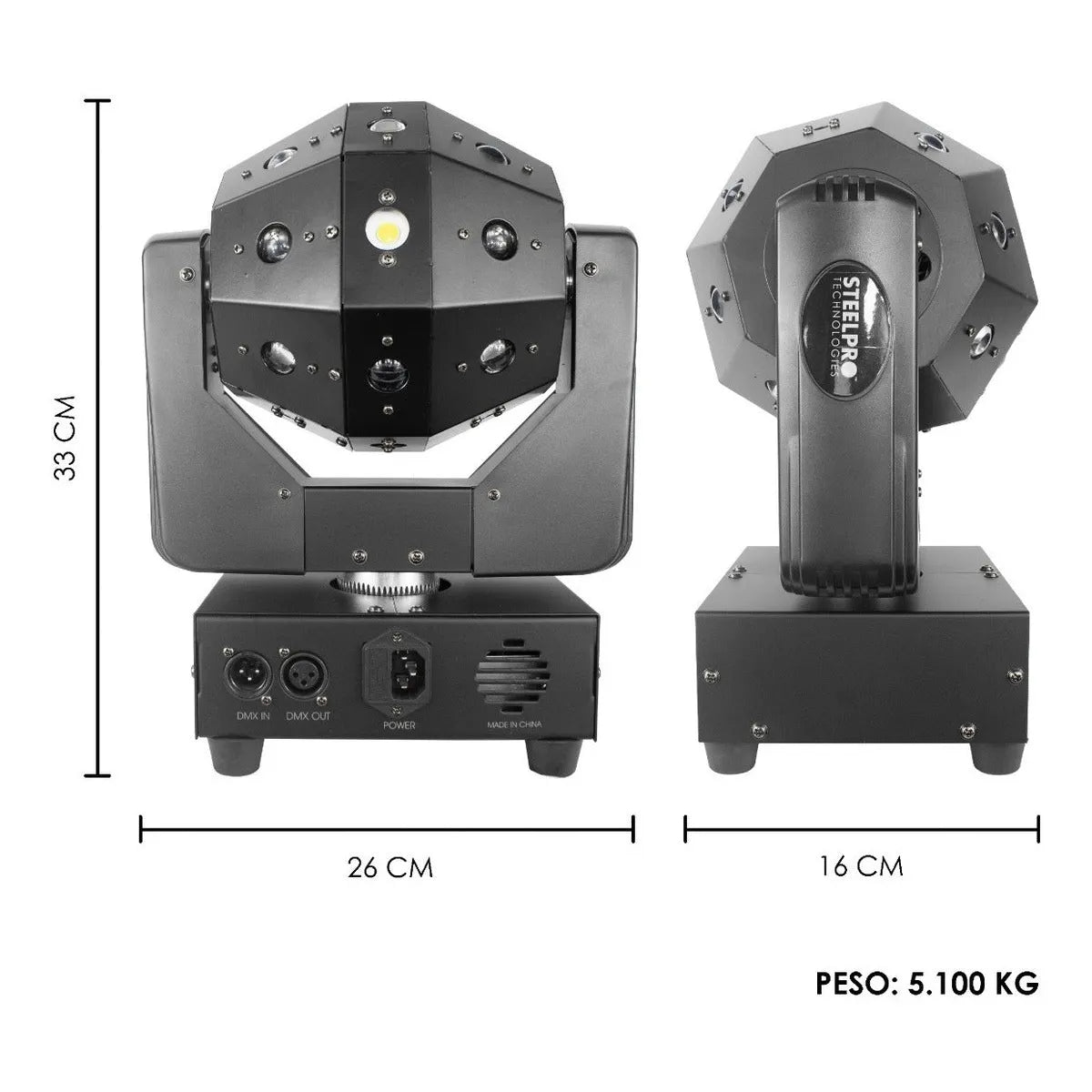 Case 2 Cabezas Moviles Led Rgbw Beam Laser Estrobo Steelpro