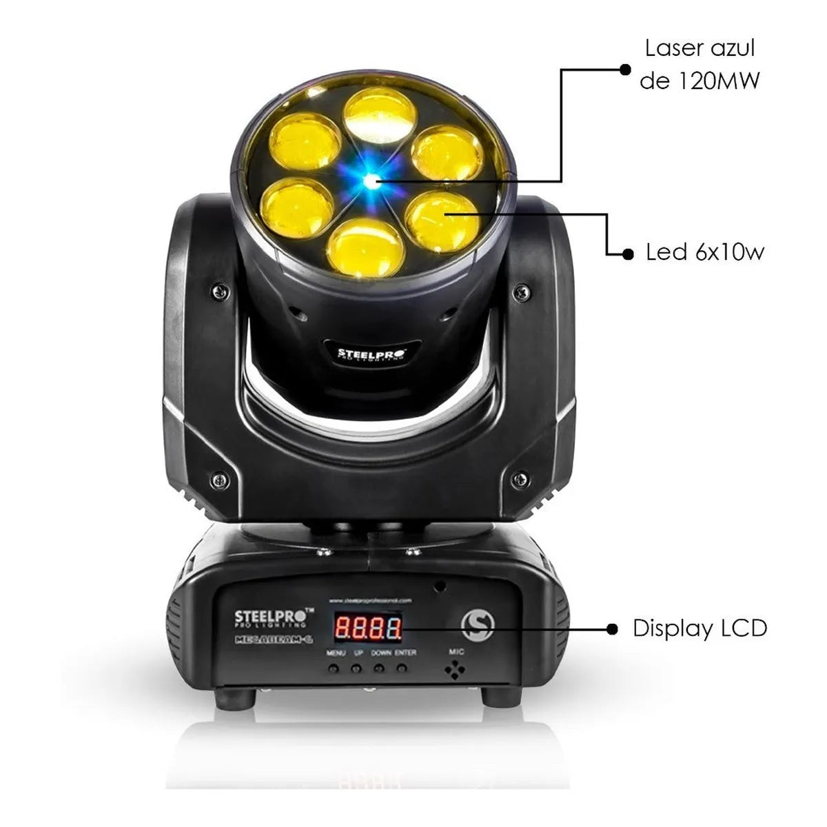 Case Con 2 Cabezas Roboticas Rgbw + Laser Azul - Steelpro