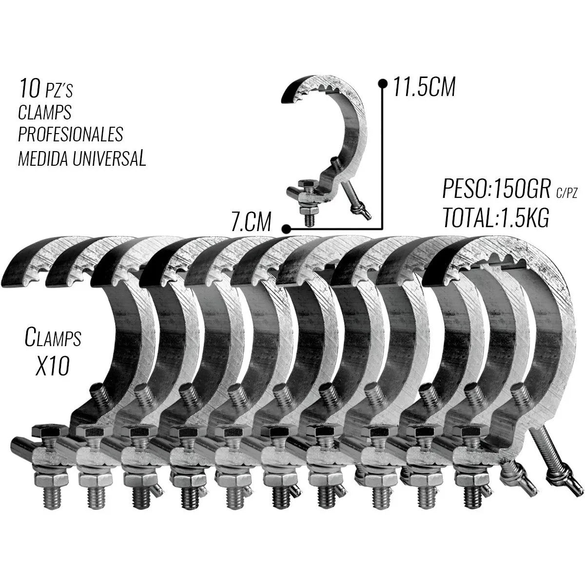 Clamp Hamburguesa Universal Para Montaje Luces Led 10 Pcs