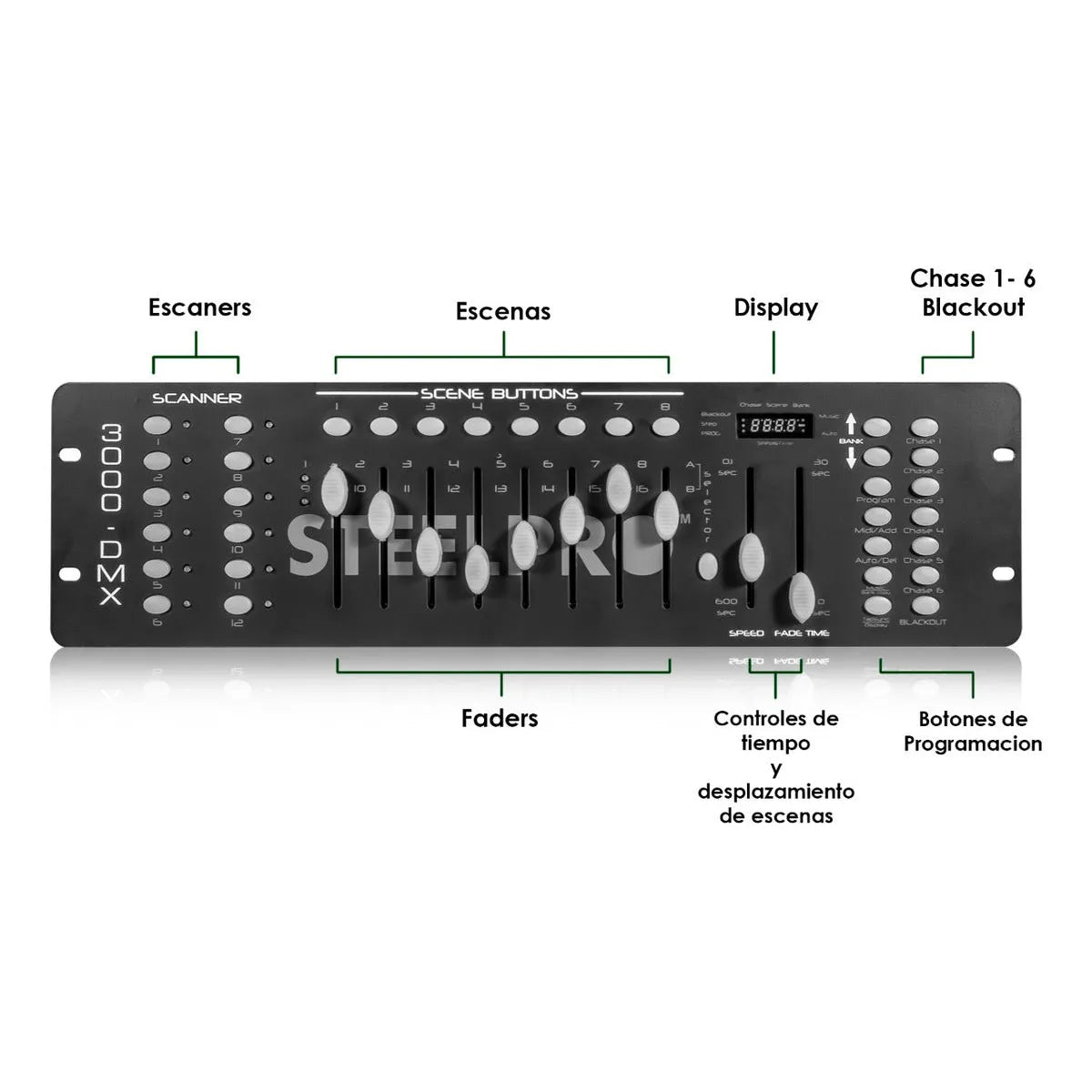 Controlador Dmx512 ,12 Escaners , 192 Canales - Steelpro