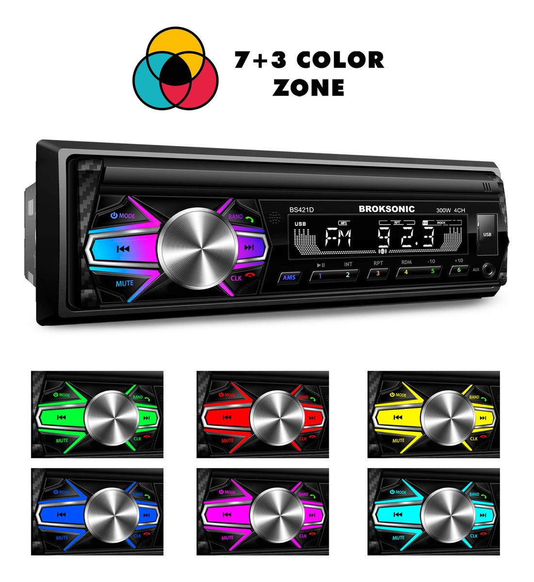 Autoestereo Desmontable Bocinas6.5 3vias Broksonic Bs-421d65