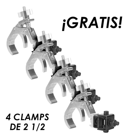 Case 2 Cabezas Moviles Beam 9r Efecto Arcoiris/agua Steelpro Con 4 Pro Clamps