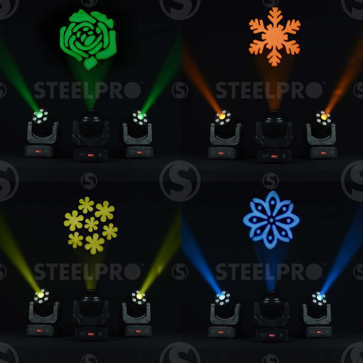 Luz De Escenario Led Cabezal Móvil Steelpro Deltra-7-k 127v Luces Color Rgbw