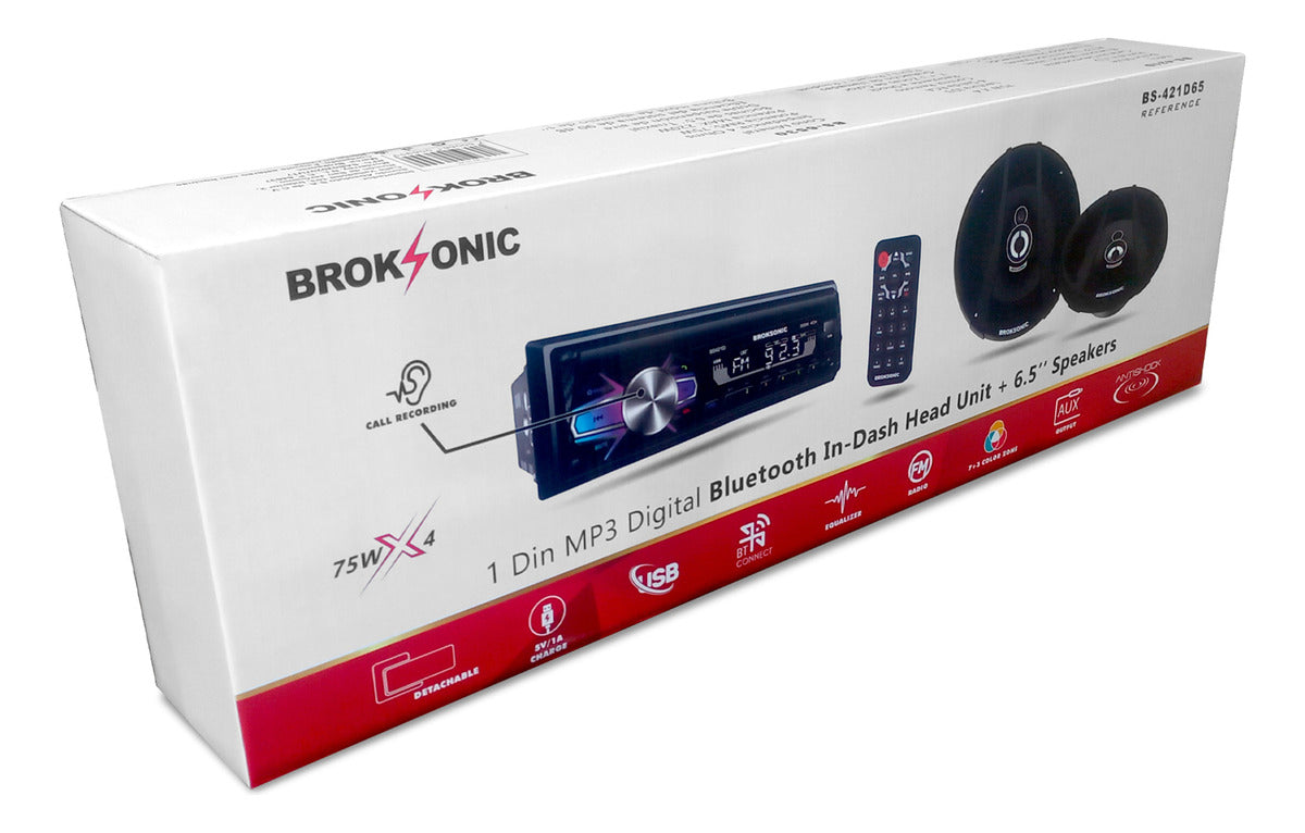 Autoestereo Desmontable Bocinas6.5 3vias Broksonic Bs-421d65