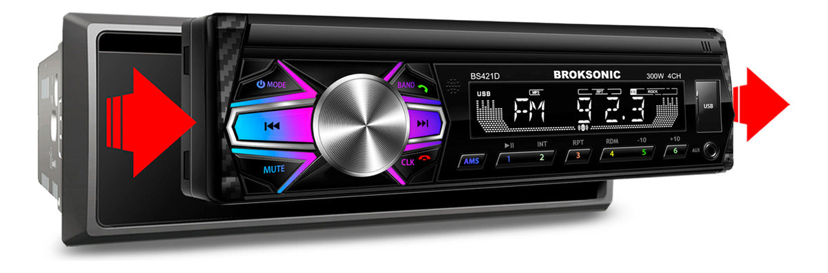 Autoestereo Desmontable Bocinas6.5 3vias Broksonic Bs-421d65