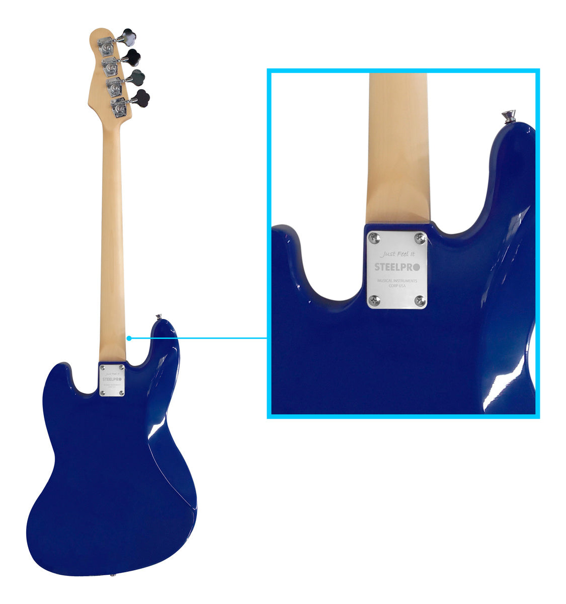 Paquete Bajo Electrico Jethro Series By Steelpro 506-sk Acabado Del Cuerpo Barnizado Cantidad De Cuerdas 4 Color Azul Orientación De La Mano Diestro