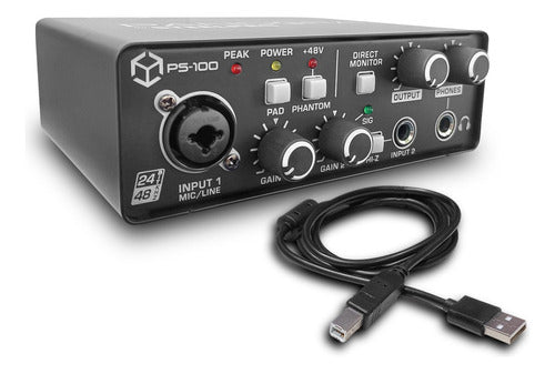 Interfaz De Audio Usb Portátil Steel Pro De 24 Bits/48 Khz Color Negro